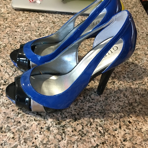 Guess Shoes - Guess High Heels Blue Black Silver Size 7 M